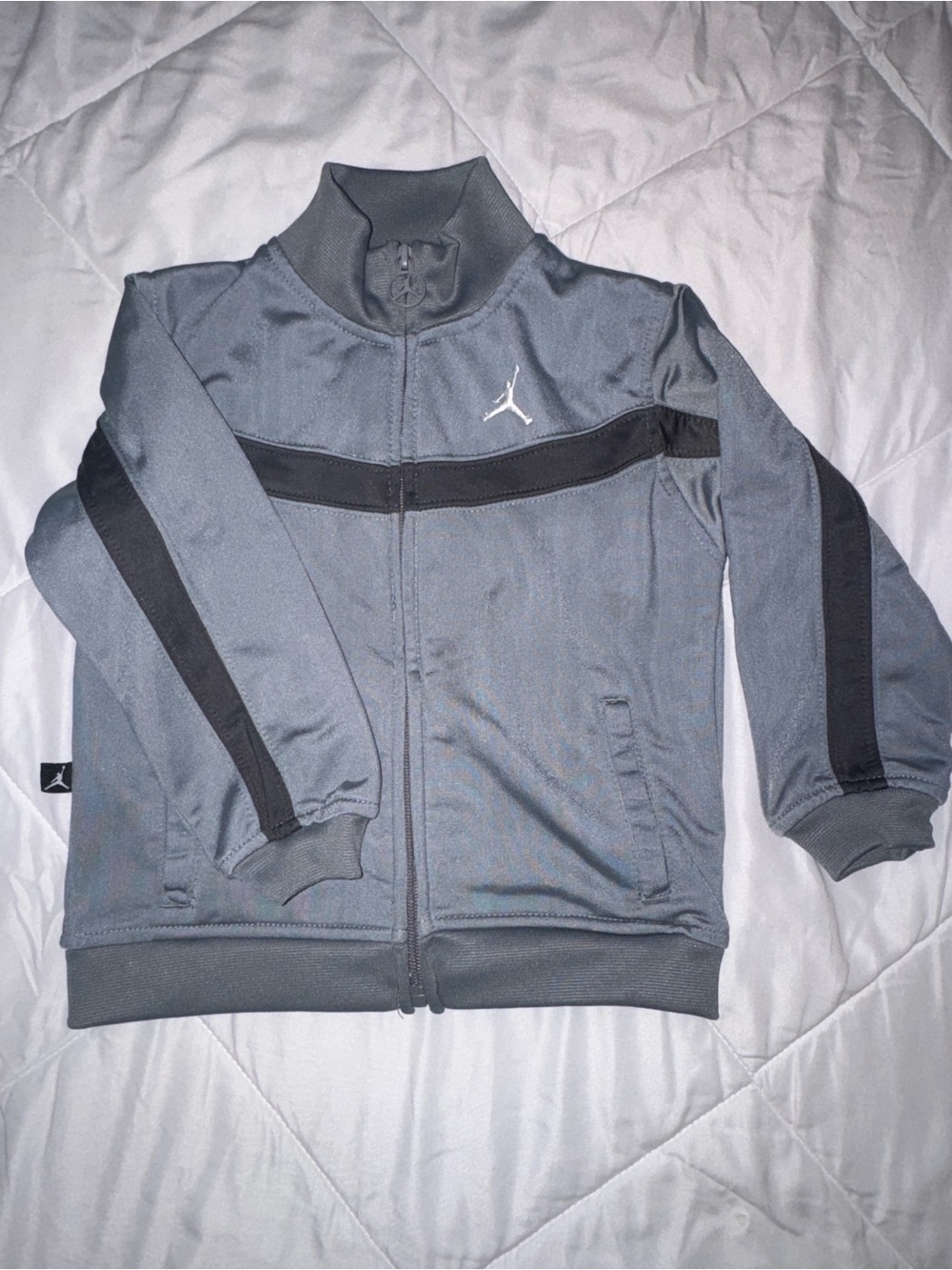 Jordan Boys' Gray Track Jacket with Black Stripes